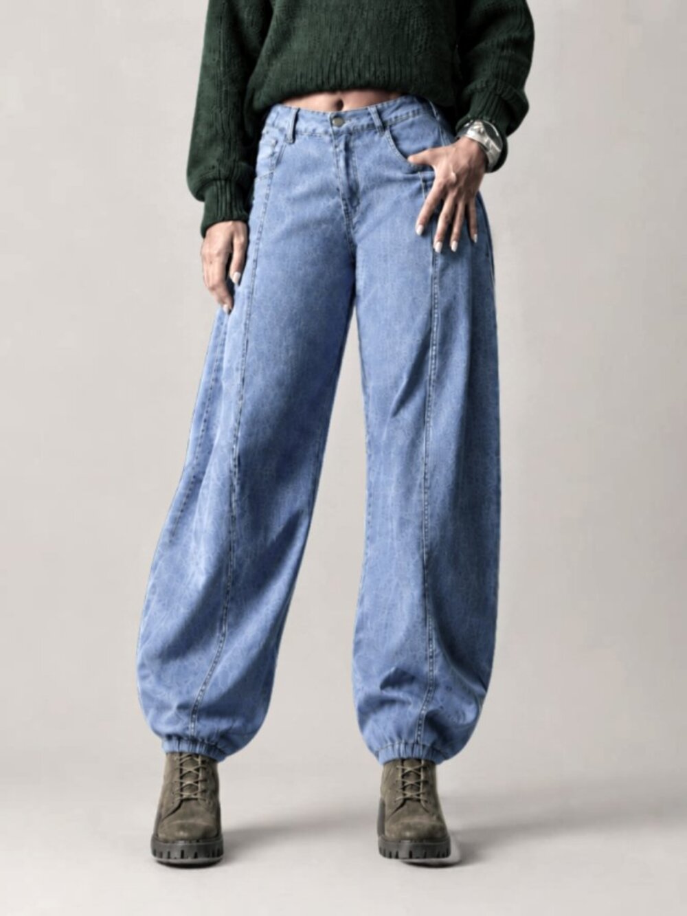 NEW 2026 Blue light wash balloon baggy jeans